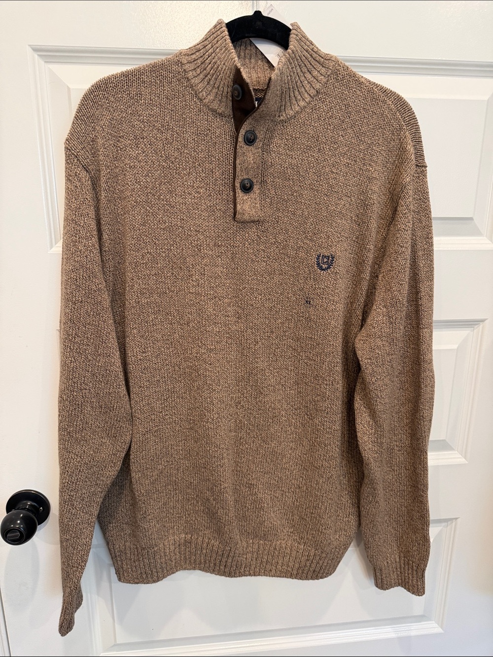 Chaps Men's Tan Zip-Up Shawl Collar Sweater